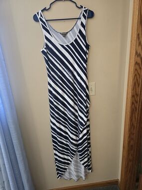 Tommy Bahama Navy and White Striped Sleeveless Maxi Dress